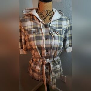 Self Esteem White and Gray Plaid Jacket